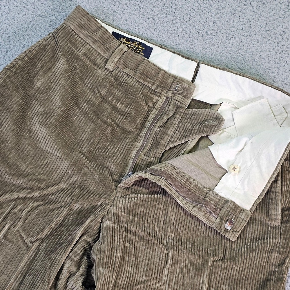 Brooks Brothers Dress Pants Mens 33x31 Brown Corduroy Classic Fit USA Cotton